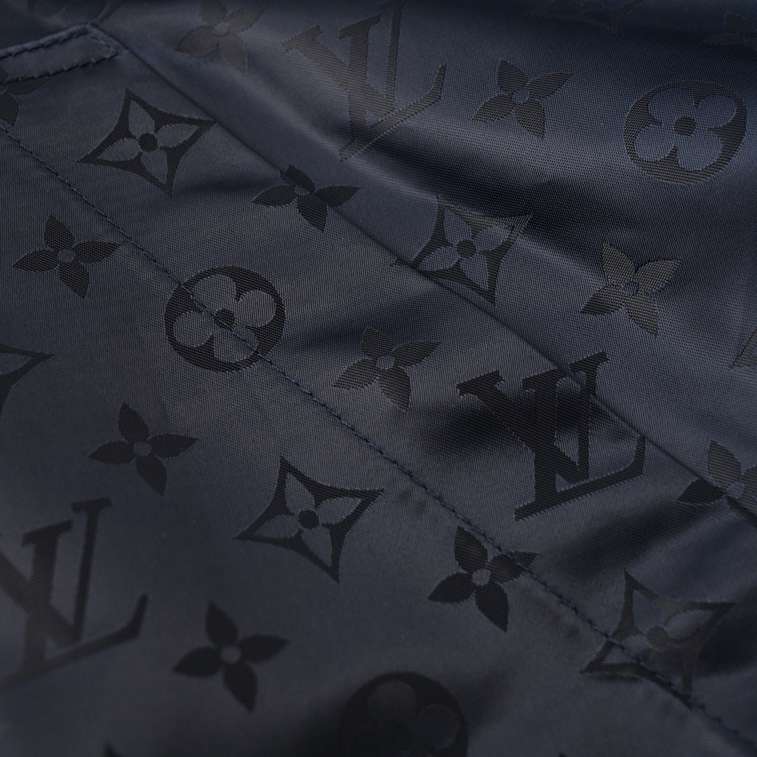 Louis Vuitton Reversible Windbreaker Jacket featuring Leather Logo Patch and Tonal Jacquard Pattern