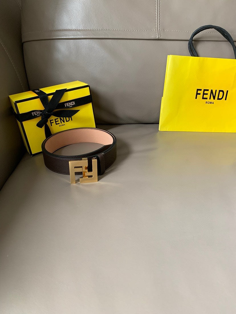 Fendi Men's Leather Belt Buckle Classic Dress Waist Belt for Jeans Trousers Coat Casual Formal