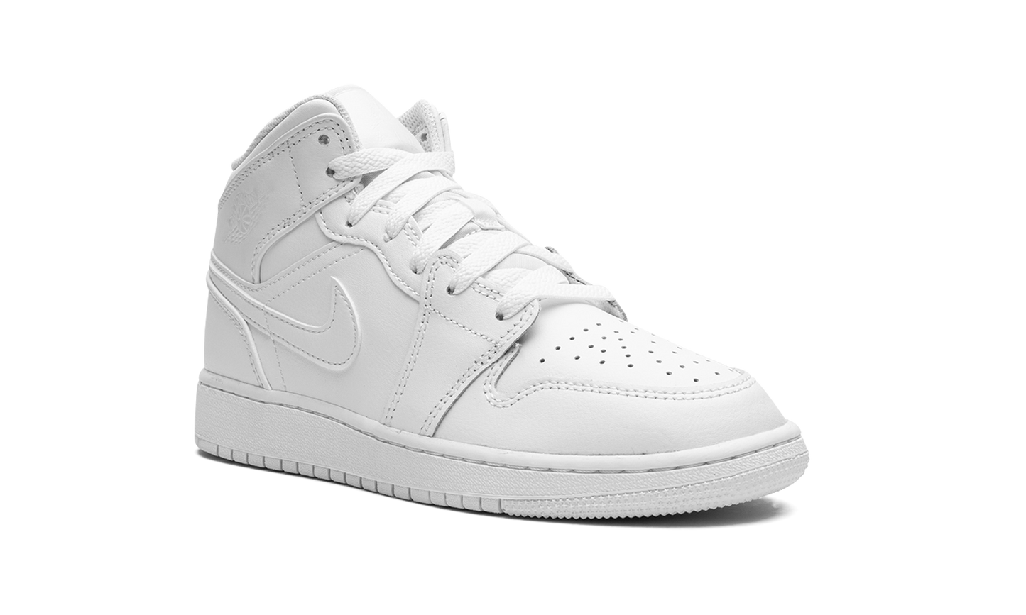 Air Jordan 1 Mid GS "Triple White 2023" 554725 136