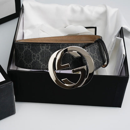 Gucci Reversible Leather Belt with Silver Buckle