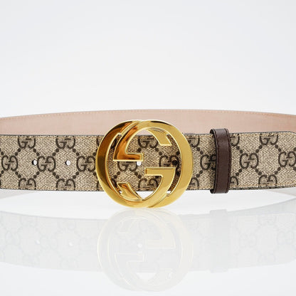 Gucci Reversible Leather Belt with Gold Buckle