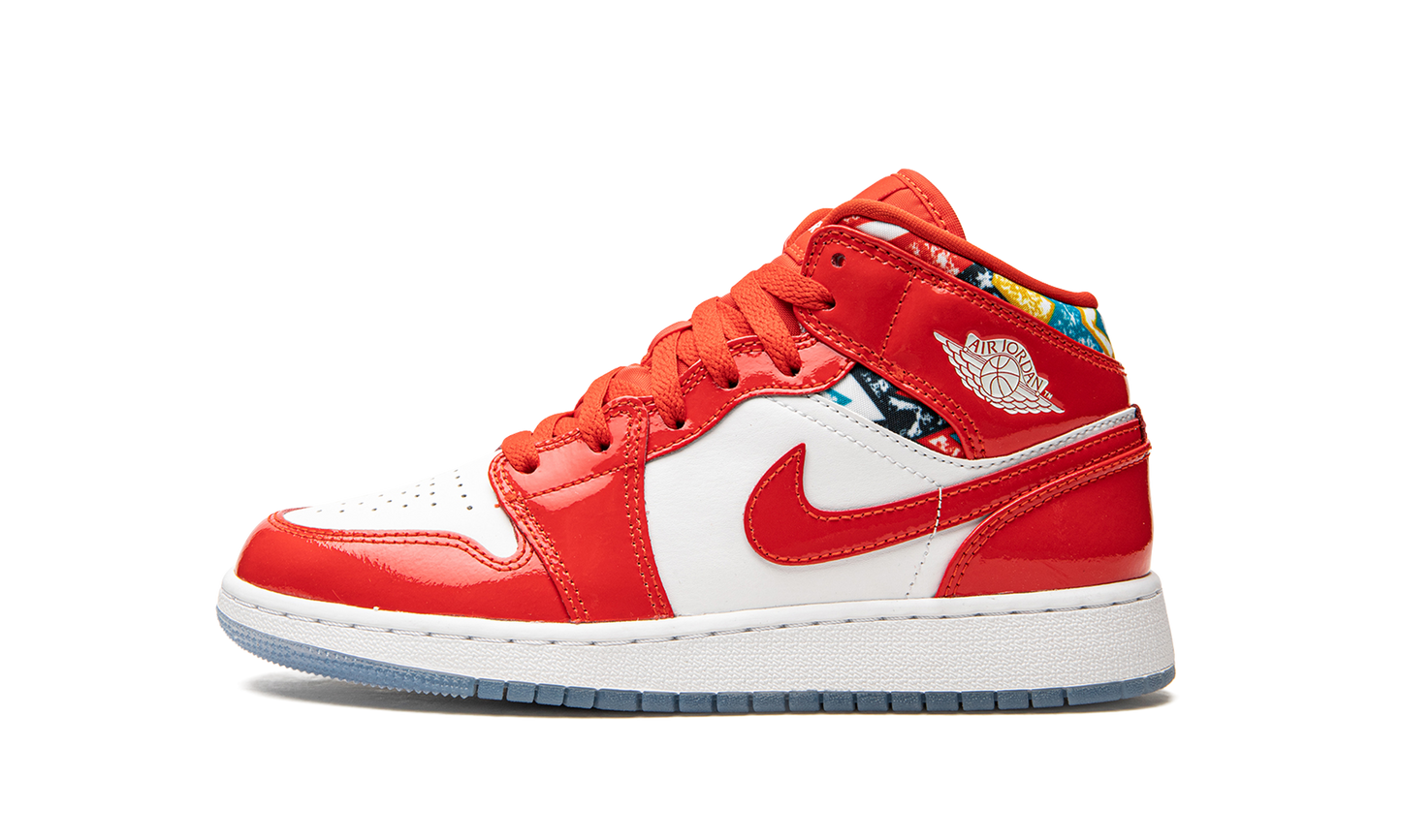 Air Jordan 1 Mid SE GS "Barcelona Sweater Red Patent" DC7248 600