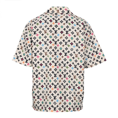 Louis Vuitton Printed Mulberry Silk Short-Sleeve Shirt
