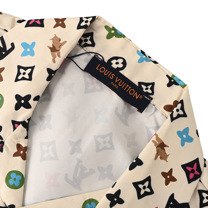 Louis Vuitton Printed Mulberry Silk Short-Sleeve Shirt