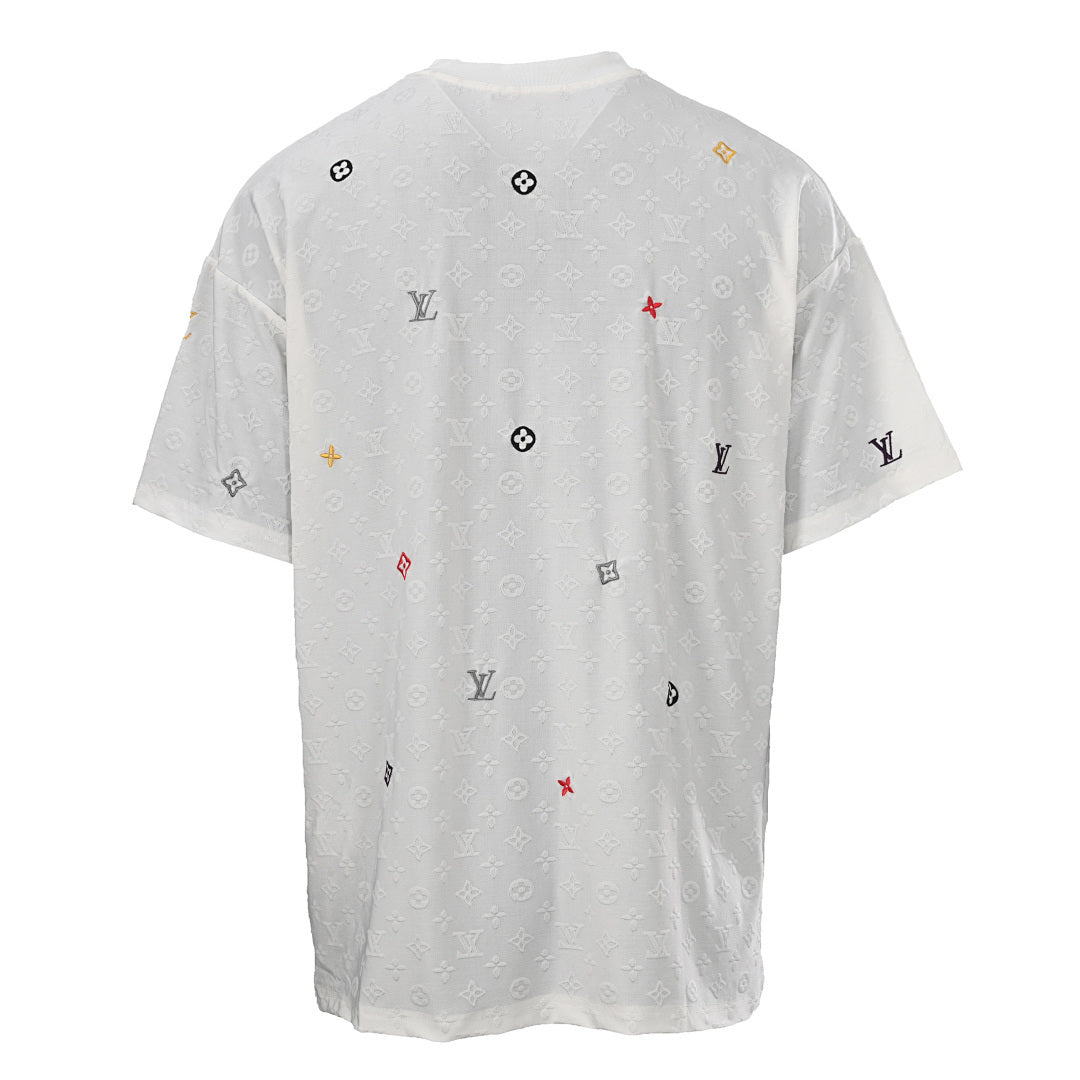 Louis Vuitton All-Over Monogram Short-Sleeve T-Shirt with Embroidered Clover Accents