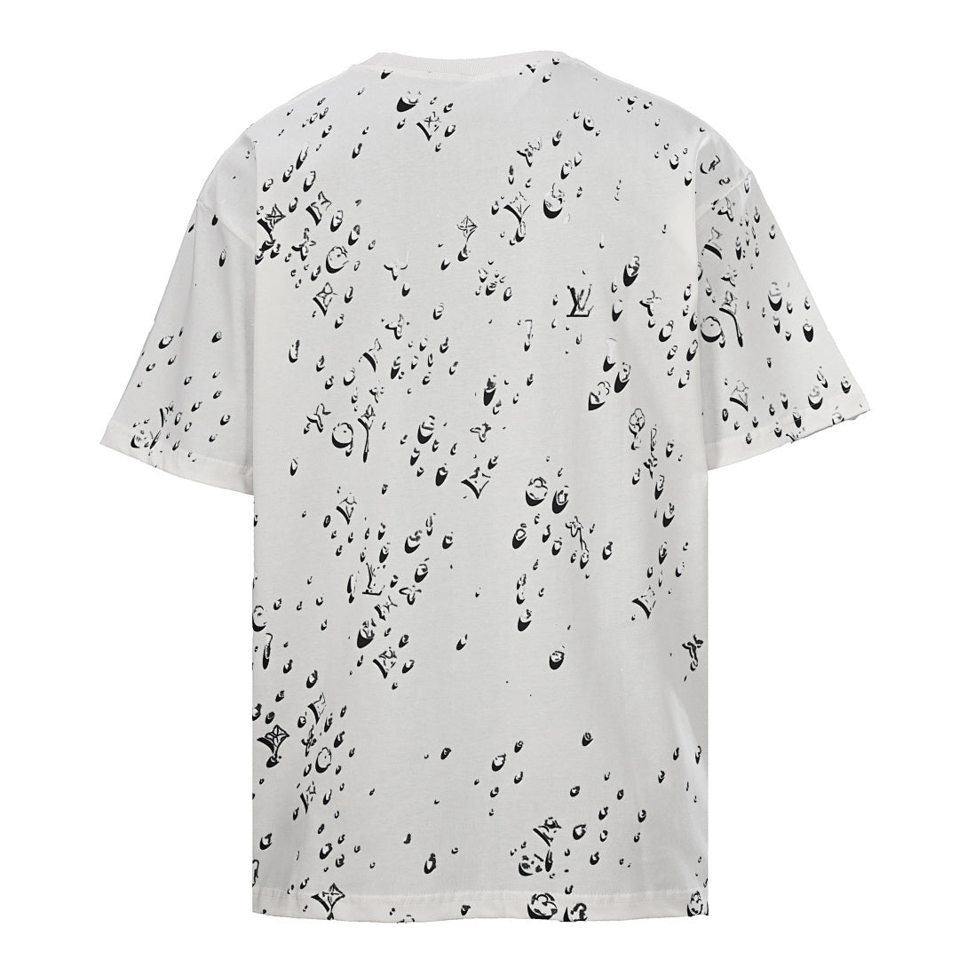 Louis Vuitton Water-Droplet Ink-Splatter Short-Sleeve T-Shirt