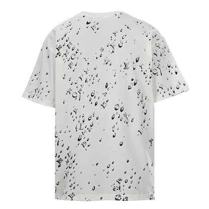 Louis Vuitton Water-Droplet Ink-Splatter Short-Sleeve T-Shirt