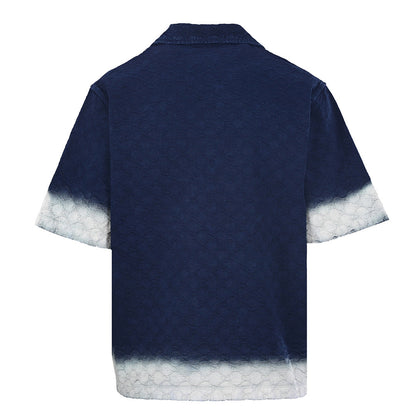 GUCCI Jacquard Denim Short-Sleeve Shirt