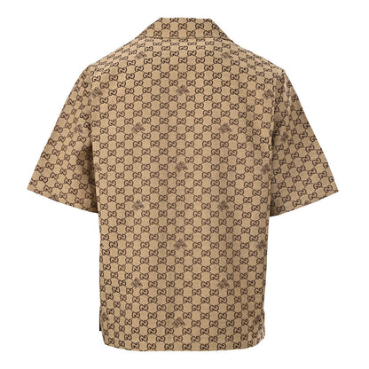 GUCCI Monogram Embroidered "Year of the Horse" Badge Cuban Collar Shirt