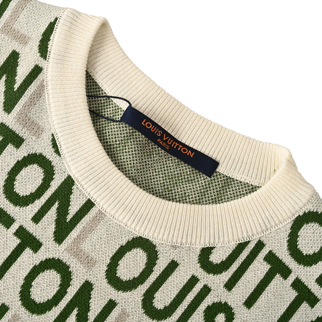 Louis Vuitton "Barrage" Letter Jacquard Knit Short-Sleeve T-Shirt