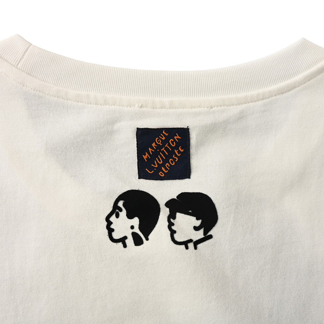 Louis Vuitton Heart-Flocked Print Short-Sleeve T-Shirt