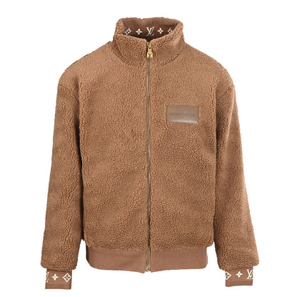 Louis Vuitton Leather Patch Stand-Collar Fleece Jacket