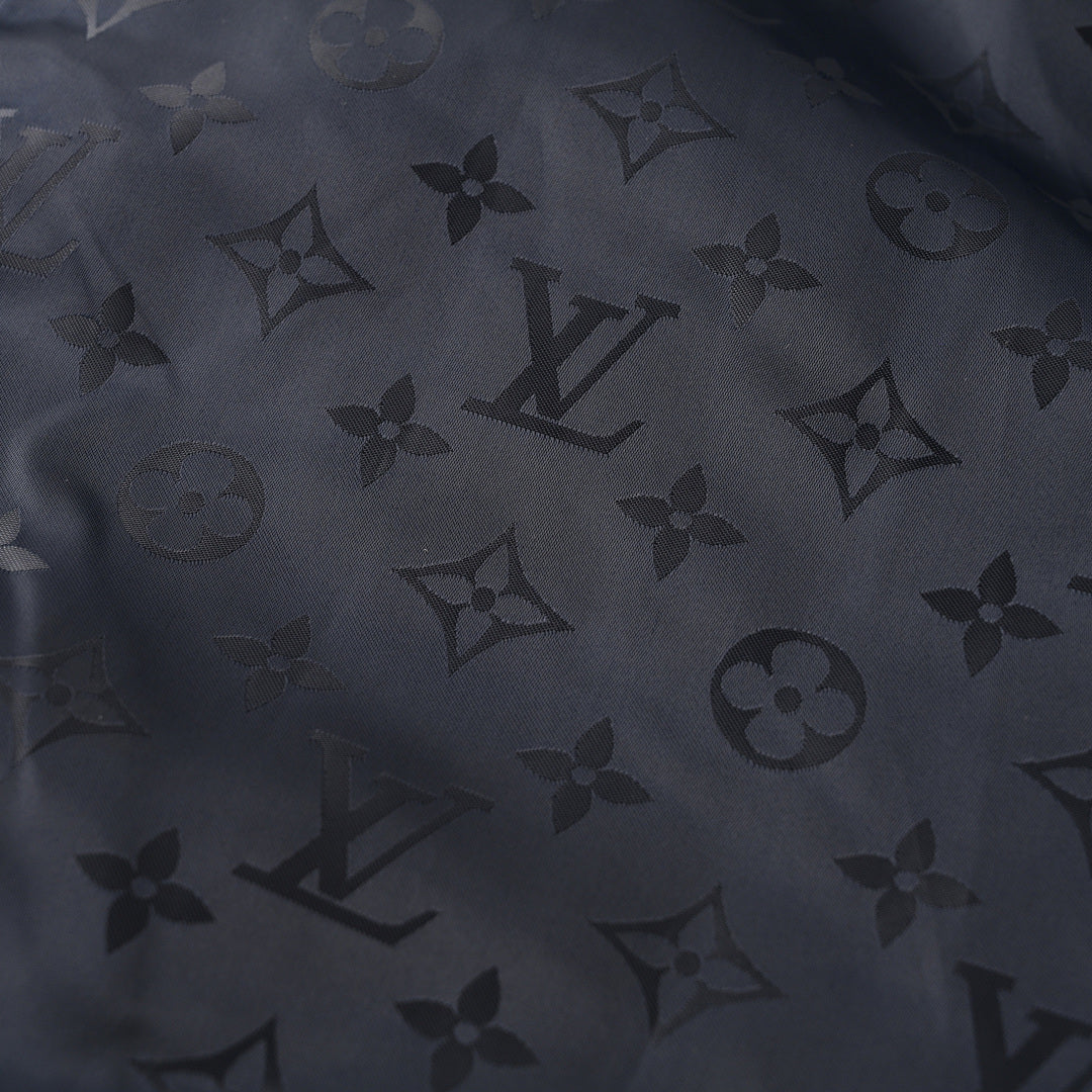 Louis Vuitton Reversible Windbreaker Jacket featuring Leather Logo Patch and Tonal Jacquard Pattern