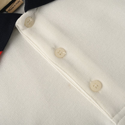 GUCCI Red and Green Web Embroidered Polo Shirt