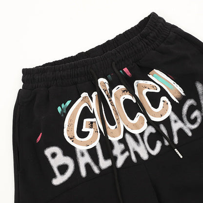 Gucci × Balenciaga 2023 Fall/Spring Collaboration Series: Logo-Print Colorful Hand-Painted Shorts