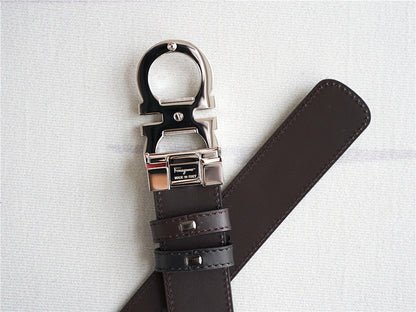 Ferragamo Classic Silver-Buckle Leather Belt