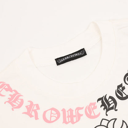 Chrome Hearts Color-block Gothic Script Cross Necklace T-Shirt