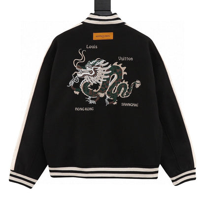 Louis Vuitton Chinese Dragon Embroidered & Paneled Baseball Jacket