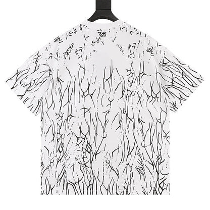 GUCCI 2026 New Arrival: All-Over Digital Print Short-Sleeve T-Shirt featuring Branch-Motif Lettering Logo