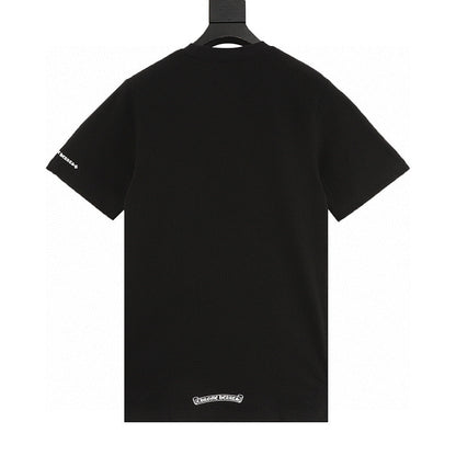 Chrome Hearts Short-Sleeve T-Shirt with Sanskrit Lettering Print at the Neckline