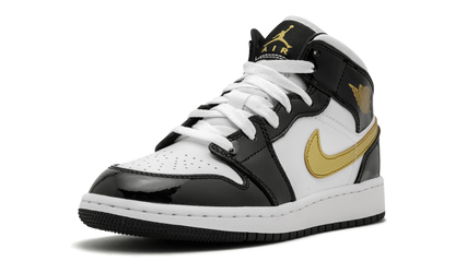 Air Jordan 1 Mid SE GS "Black Gold Patent Leather" BQ6931 007