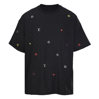 Louis Vuitton All-Over Monogram Short-Sleeve T-Shirt with Embroidered Clover Accents