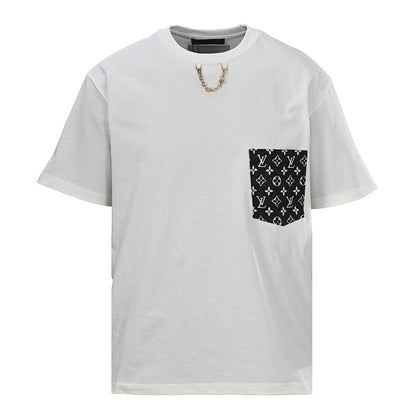 Louis Vuitton Chain-Detail Denim Pocket Short-Sleeve T-Shirt