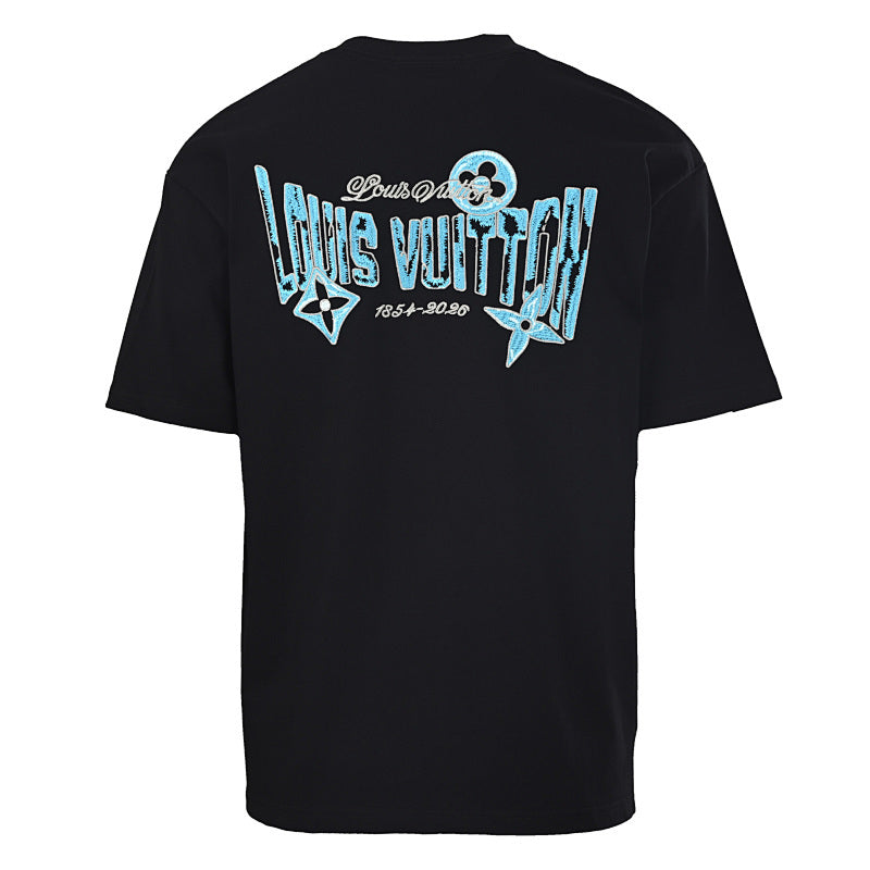 Louis Vuitton Short-Sleeve T-Shirt with Front and Back Lettering and Monogram Embroidery