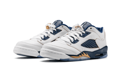 Air Jordan 5 Retro Low GS "WHITE / METALLIC GOLD / MID NAVY" 314338 135
