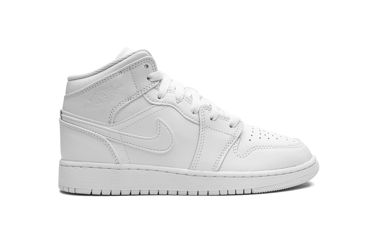 Air Jordan 1 Mid GS "Triple White 2023" 554725 136