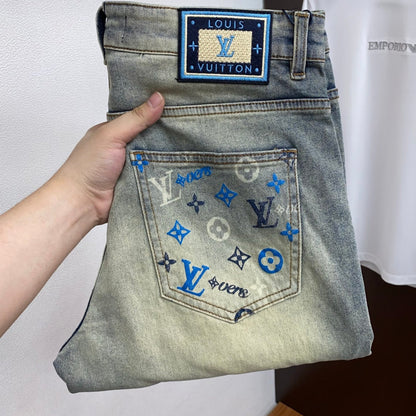 Louis Vuitton Logo-Embroidered Jeans
