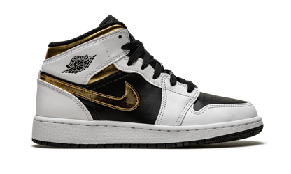 Air Jordan 1 Mid GS "White / Gold / Black" 554725 190