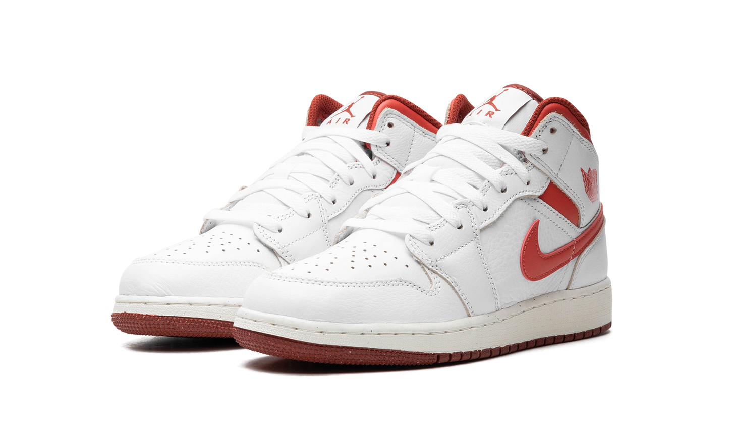 AIR JORDAN 1 MID SE GS "WHITE DUNE RED" FJ3464 160