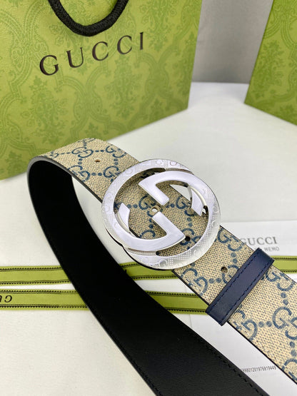 Gucci Classic Men's Belt — Gold Buckle & Silver Buckle