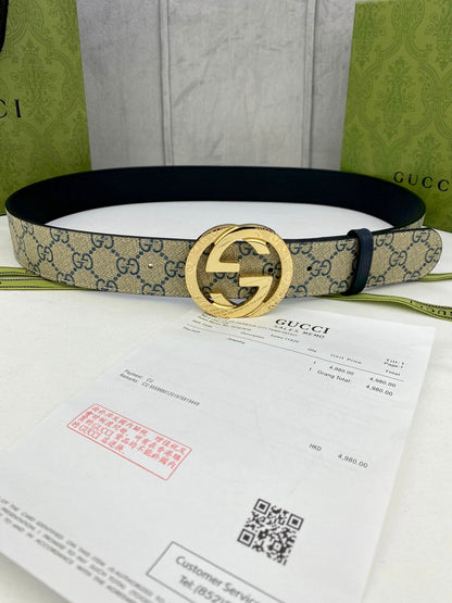 Gucci Classic Men's Belt — Gold Buckle & Silver Buckle
