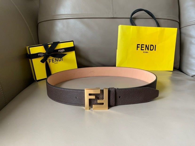 Fendi Men's Leather Belt Buckle Classic Dress Waist Belt for Jeans Trousers Coat Casual Formal