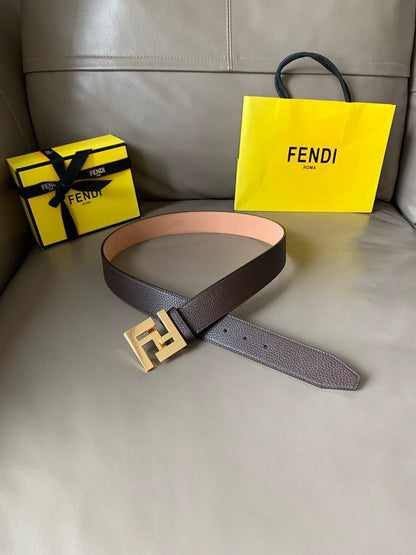 Fendi Men's Leather Belt Buckle Classic Dress Waist Belt for Jeans Trousers Coat Casual Formal