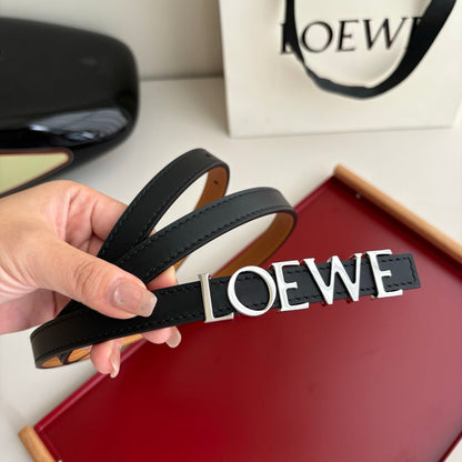 Loewe Women’s Leather Belt Anagram Buckle Classic Dress Waist Belt for Jeans Trousers Coat Casual Formal