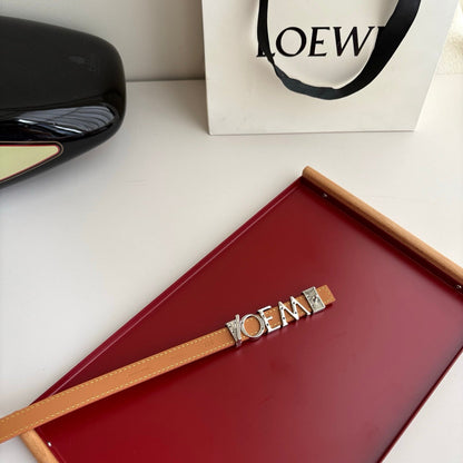 Loewe Women’s Leather Belt Anagram Buckle Classic Dress Waist Belt for Jeans Trousers Coat Casual Formal
