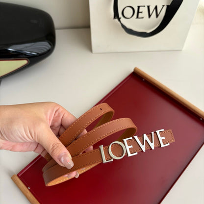 Loewe Women’s Leather Belt Anagram Buckle Classic Dress Waist Belt for Jeans Trousers Coat Casual Formal