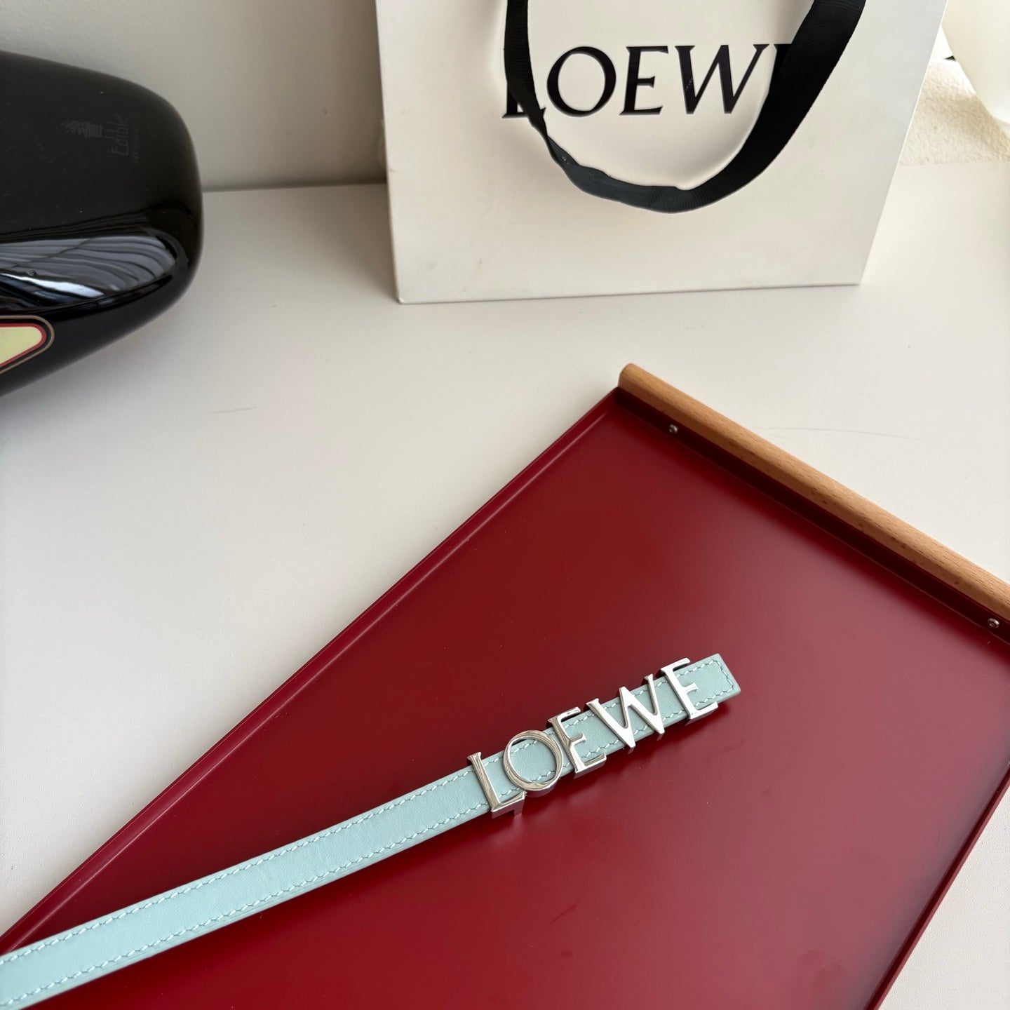 Loewe Women’s Leather Belt Anagram Buckle Classic Dress Waist Belt for Jeans Trousers Coat Casual Formal