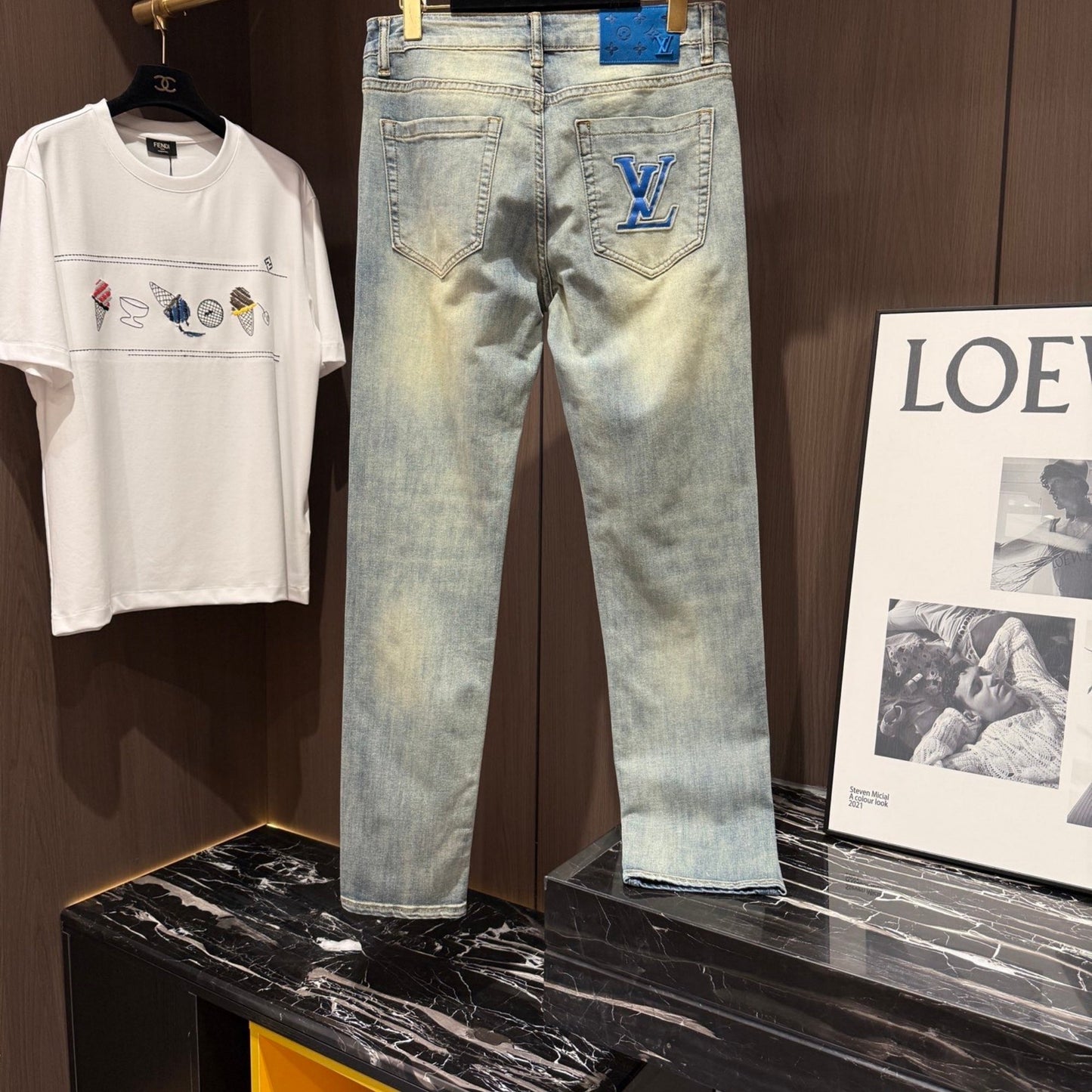 Louis Vuitton Logo-Embroidered Jeans